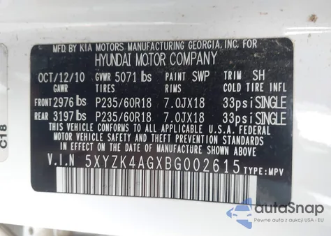 2011 Hyundai Santa Fe Limited V6 from USA, damaged, VIN 5XYZK4AGXBG002615